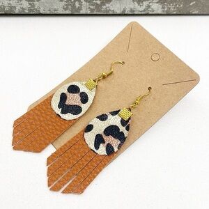 Animal print tassel hand made earrings